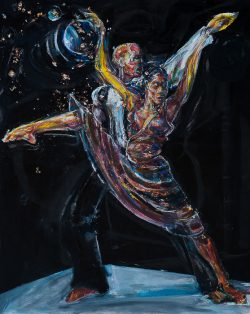 Acrylic painting of couple dancing by Dalton Brown